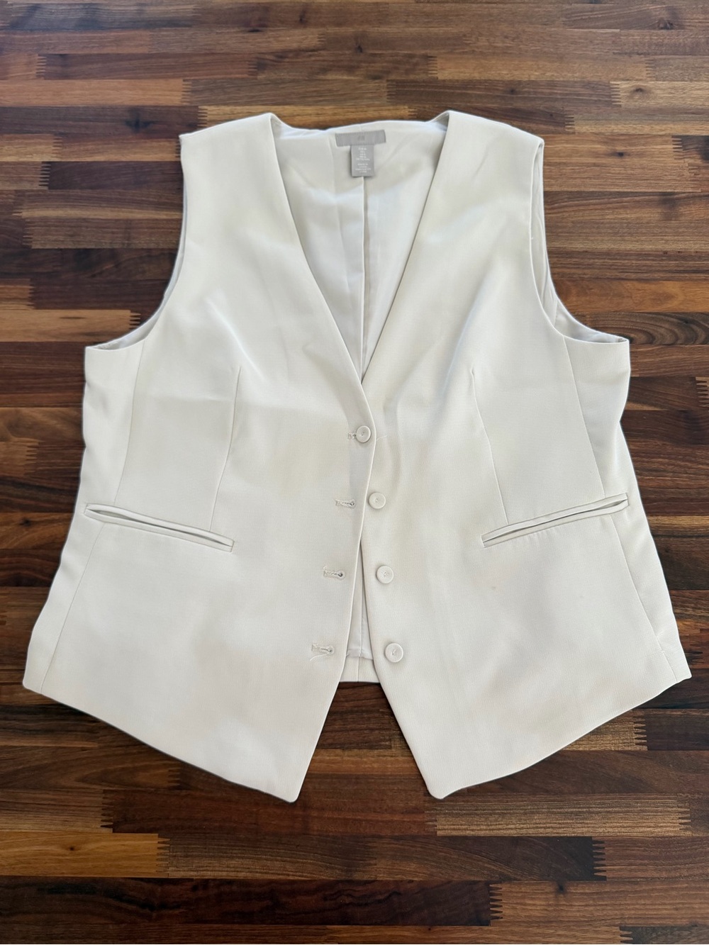 H&M Cream Sleeveless Tailored Vest